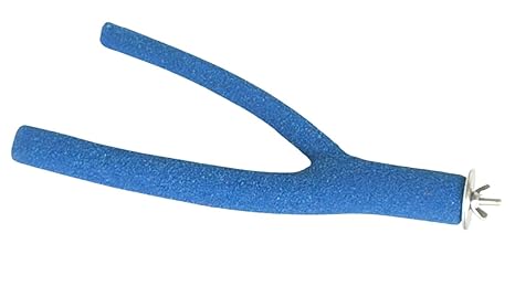 KSK 12" Y Shape Bird Perch Parrot Perch Natural Wood Sand Platform Nail Trimmer Round Perch for Birds and Small Aninals Cockatiel Parakeet Conure African Grey Parrot Cage Accessory(Blue)