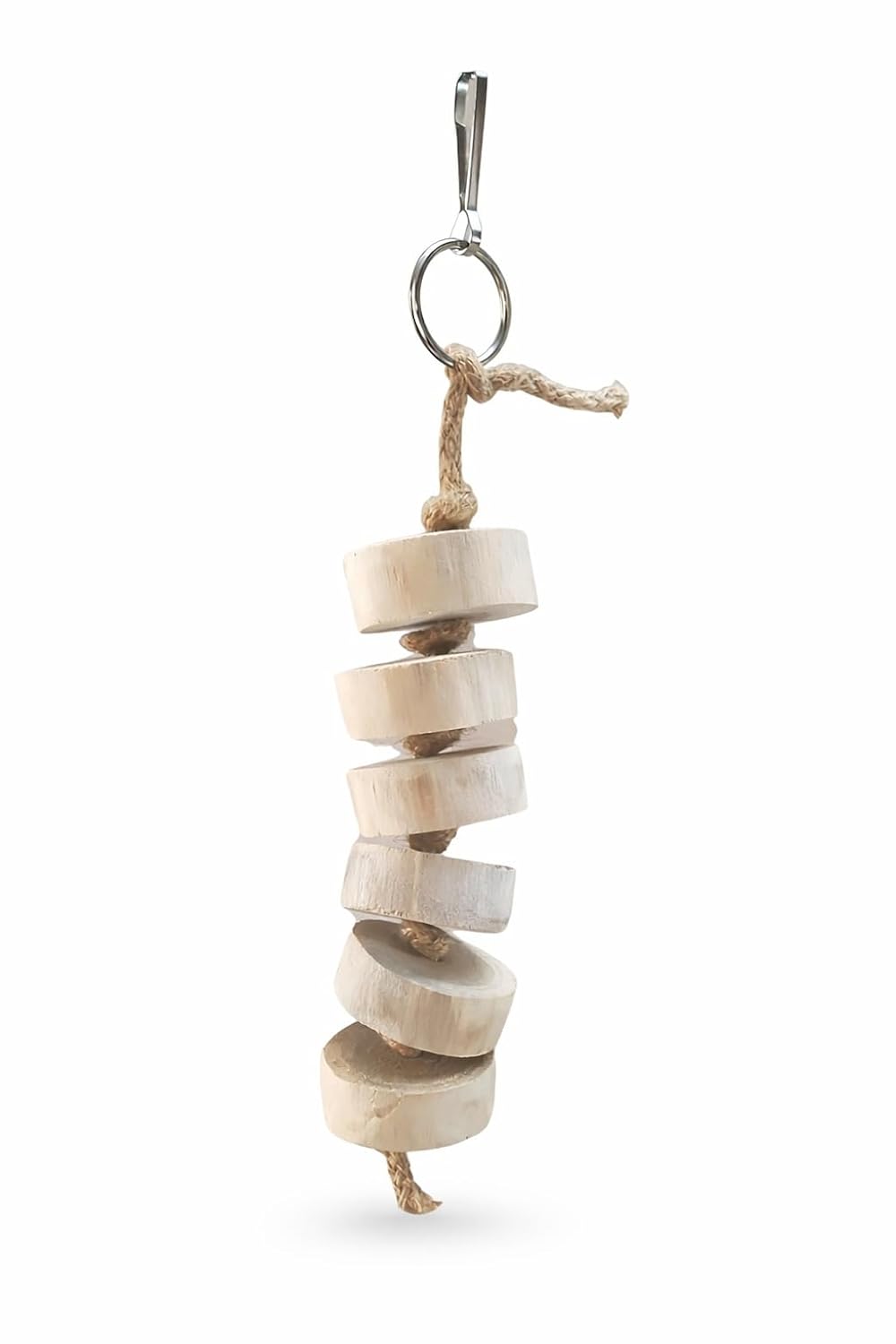 KSK Wooden Chew Hanging Toy for Parrots & Medium Birds | Natural Wood Blocks with Metal Hook | Cage Activity & Beak Trimming Toy for African Grey, Cockatiel, Lovebird & Conure