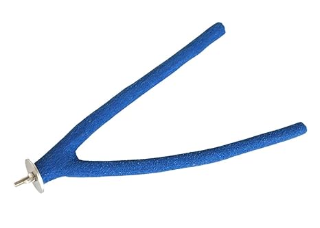 KSK 10" Y Shape Bird Perch Parrot Perch Natural Wood Sand Platform Nail Trimmer Round Perch for Birds and Small Aninals Cockatiel Parakeet Conure Parrot Cage Accessory(Blue)