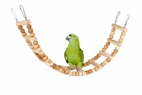 KSK Natural Wooden Bird Ladder Toy – 12 Step Hanging Climbing Bridge for Budgies, Lovebirds & Cockatiels | Chewable Perch Swing Cage Accessory for Small & Medium Parrots KSK ENTERPRISES