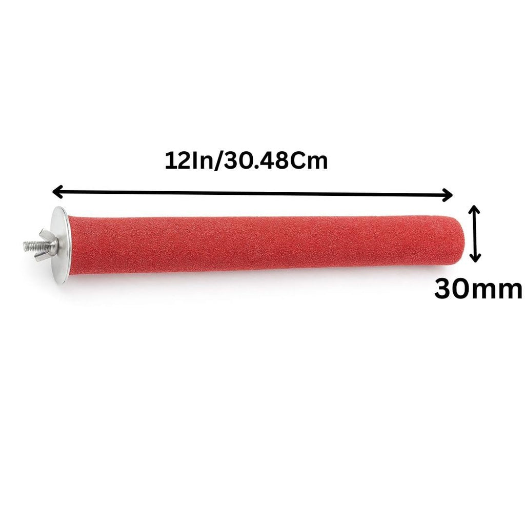 KSK Parrot Sandy Perch for Nail & Beak Grinding, Quartz Sand Bird Stand for African Grey, Amazon, Eclectus, Macaws– Non-Toxic, Red, 12 Inch Length, 30mm Thickness KSK ENTERPRISES