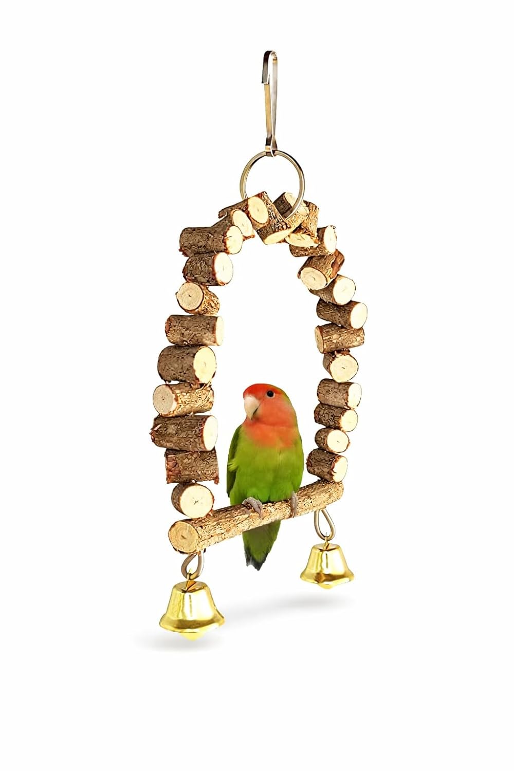 KSK Natural Wooden Bird Ladder Swing for Cage – Climbing Toy for Budgies, Lovebirds, Cockatiels & Small/Medium Parrots | Chew Safe, Easy Hook Installation | Bird Cage Accessory KSK ENTERPRISES