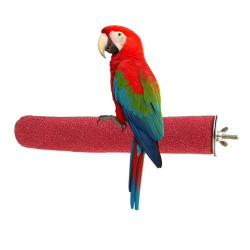 KSK12 Natural Quartz Sandy Perch for Birds – 42 mm Diameter Nail & Beak Trimming Stand, Paw Grinding and Cage Accessory for African Grey, Macaw, Cockatoo & Other Parrots (Red) KSK ENTERPRISES