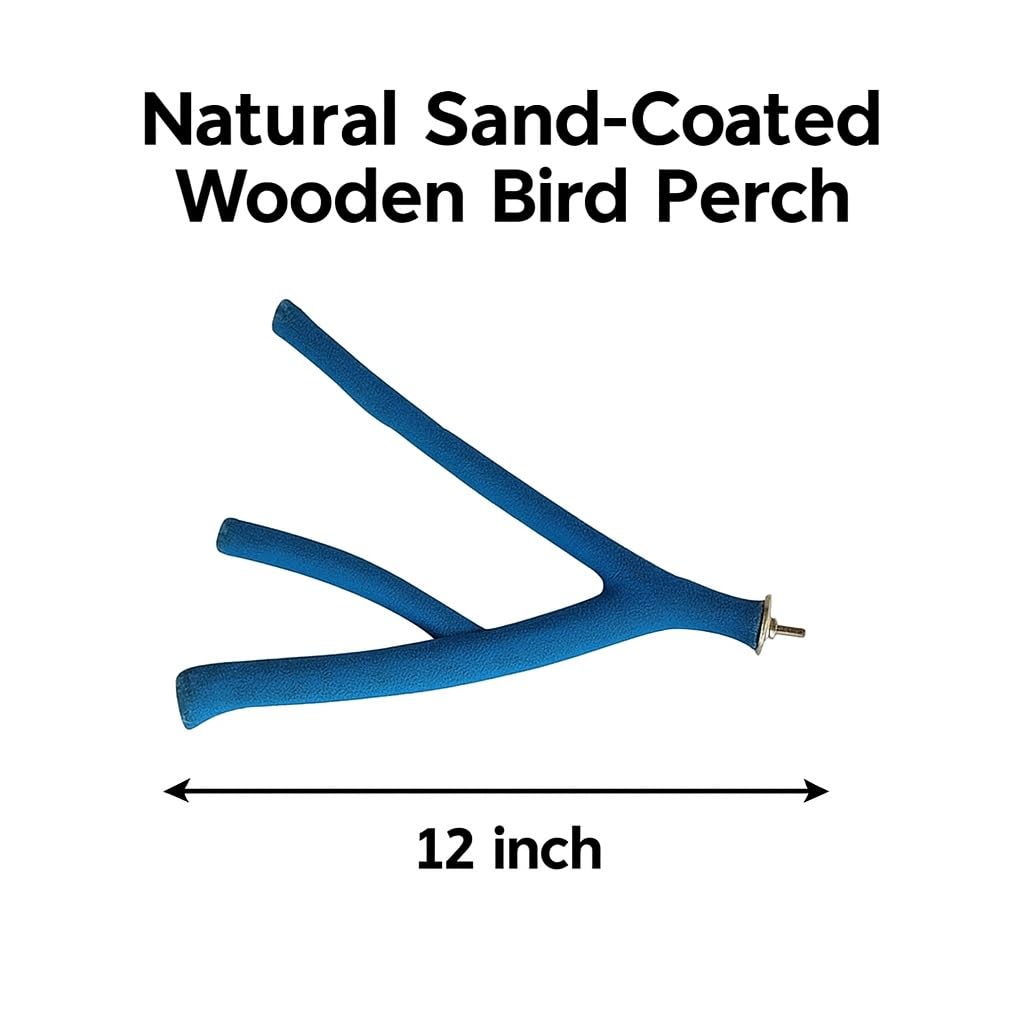 KSK Natural Bird Perch for Parrots, Cockatiels, Conures & Parakeets – Hardwood Sand-Coated Nail Trimming Platform, Multi-Branch Cage Accessory for Beak & Claw Care KSK ENTERPRISES