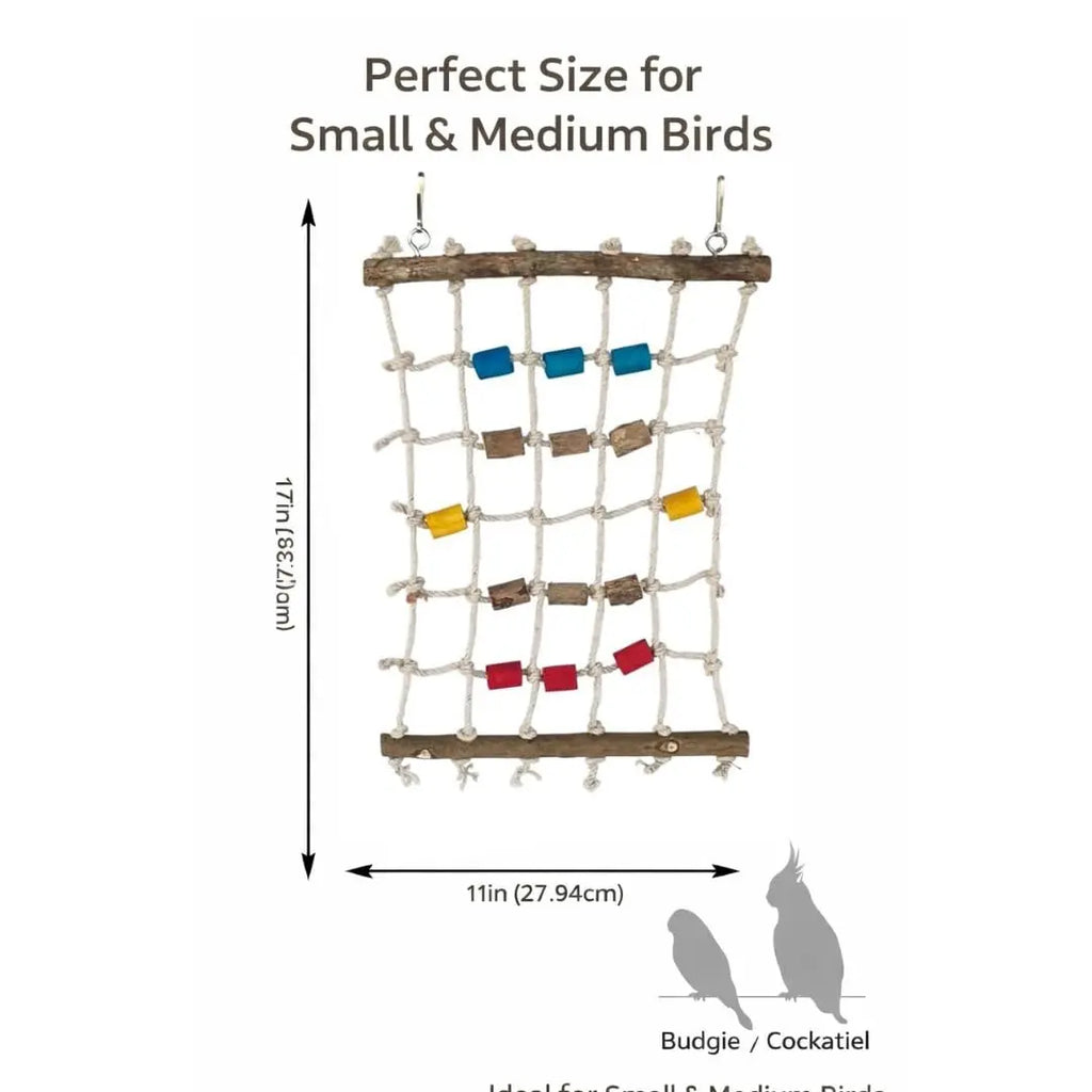 KSK Cotton Rope Bird Swing Ladder Toy for Parrots, Budgies & Cockatiels | Parrot Swing Toy & Climbing Net | Bird Cage Rope Ladder Perch Toy for Budgie, Lovebird, Conure | Bird Cage Accessories KSK ENTERPRISES
