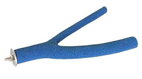 KSK 12" Y Shape Bird Perch Parrot Perch Natural Wood Sand Platform Nail Trimmer Round Perch for Birds and Small Aninals Cockatiel Parakeet Conure African Grey Parrot Cage Accessory(Blue)