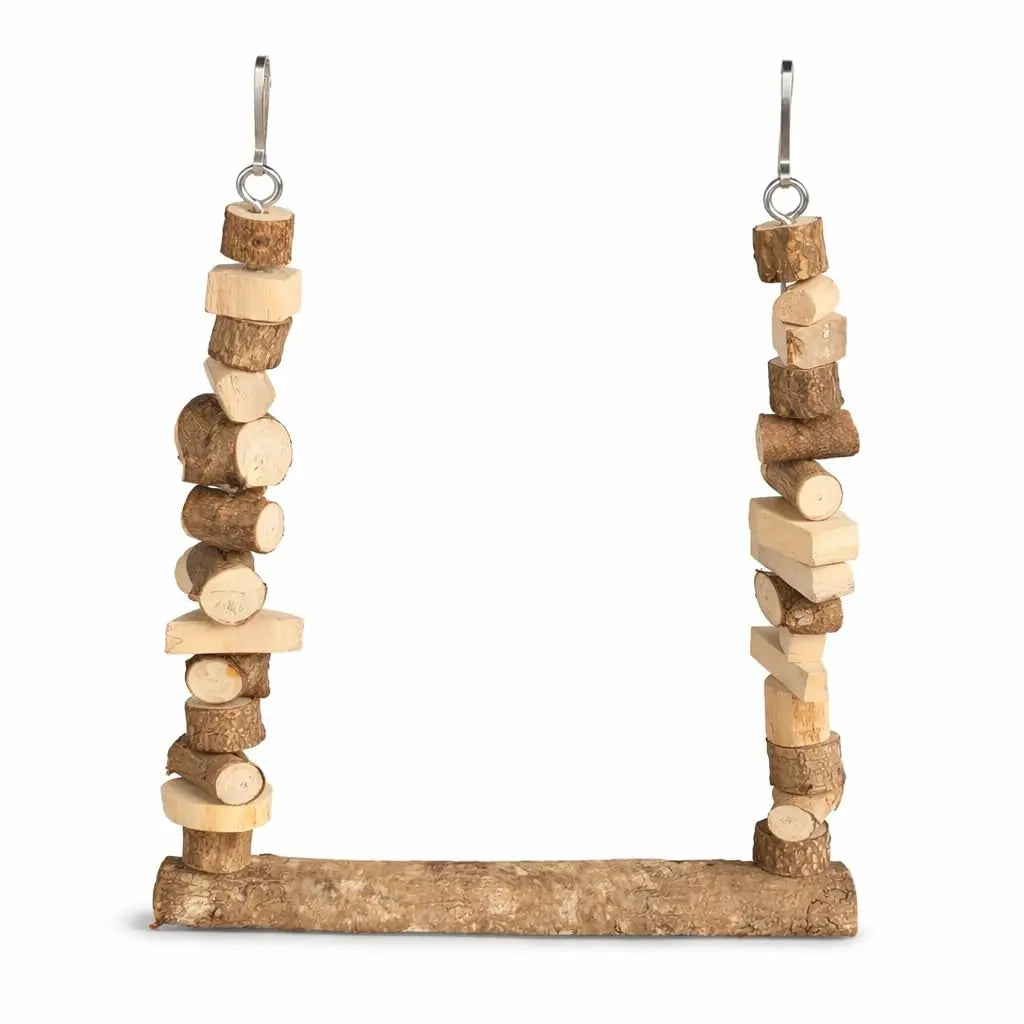 KSK Natural Wooden Parrot Swing & Chewing Toy for Bird Cage | Swing for Parrot, Macaw & African Grey | Wooden Bird Chewing Toys for Medium & Large Parrots | Cage Accessories KSK ENTERPRISES