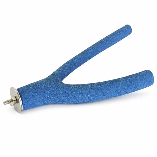 KSK Natural Wood Y Shape Sand Perch for Parrots 12 Inch – Nail & Beak Trimmer Bird Perch with Permanent Sand Coating, Parrot Cage Perch for African Grey, Cockatiel, Conure, Parakeet (Blue) KSK ENTERPRISES