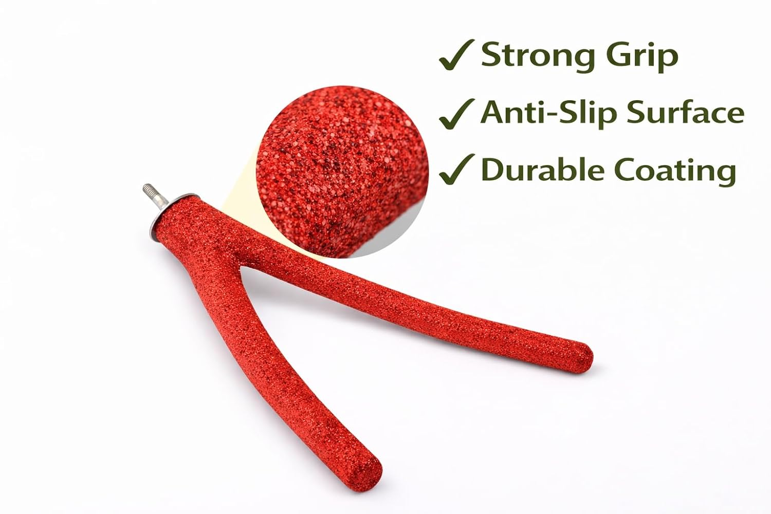 KSK Natural Wood Bird Perch 12 Inch Y Shape – Sand Coated Nail Trimming Perch for Parrots | Non-Slip Grip Round Platform for Cockatiel, Budgie, Conure, Lovebird | Cage Accessories (Red) KSK ENTERPRISES