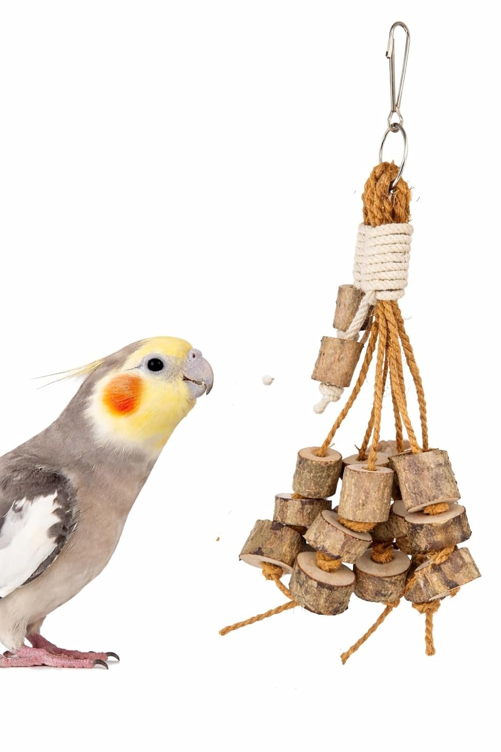 KSK Natural Wooden Bird Chew Toy Hanging for Parrots – Bird Cage Toy for Budgies, Lovebirds, Conures, Finches | Safe Wood Block Chewing Toy for Beak Care, Play & Exercise KSK ENTERPRISES