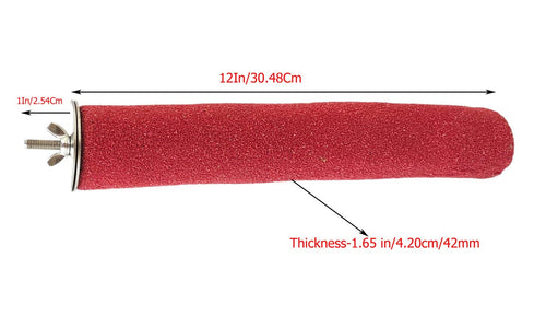 KSK12 Natural Quartz Sandy Perch for Birds – 42 mm Diameter Nail & Beak Trimming Stand, Paw Grinding and Cage Accessory for African Grey, Macaw, Cockatoo & Other Parrots (Red) KSK ENTERPRISES