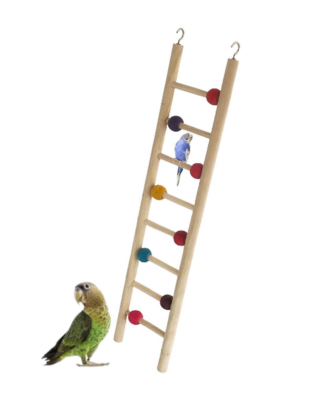 KSK Bird Ladder Toy 19 Inch for Parrots and Small Birds Wooden Toy Ladder with Chewing Blocks Bird Cage Accessories for Love Birds Budgies KSK ENTERPRISES