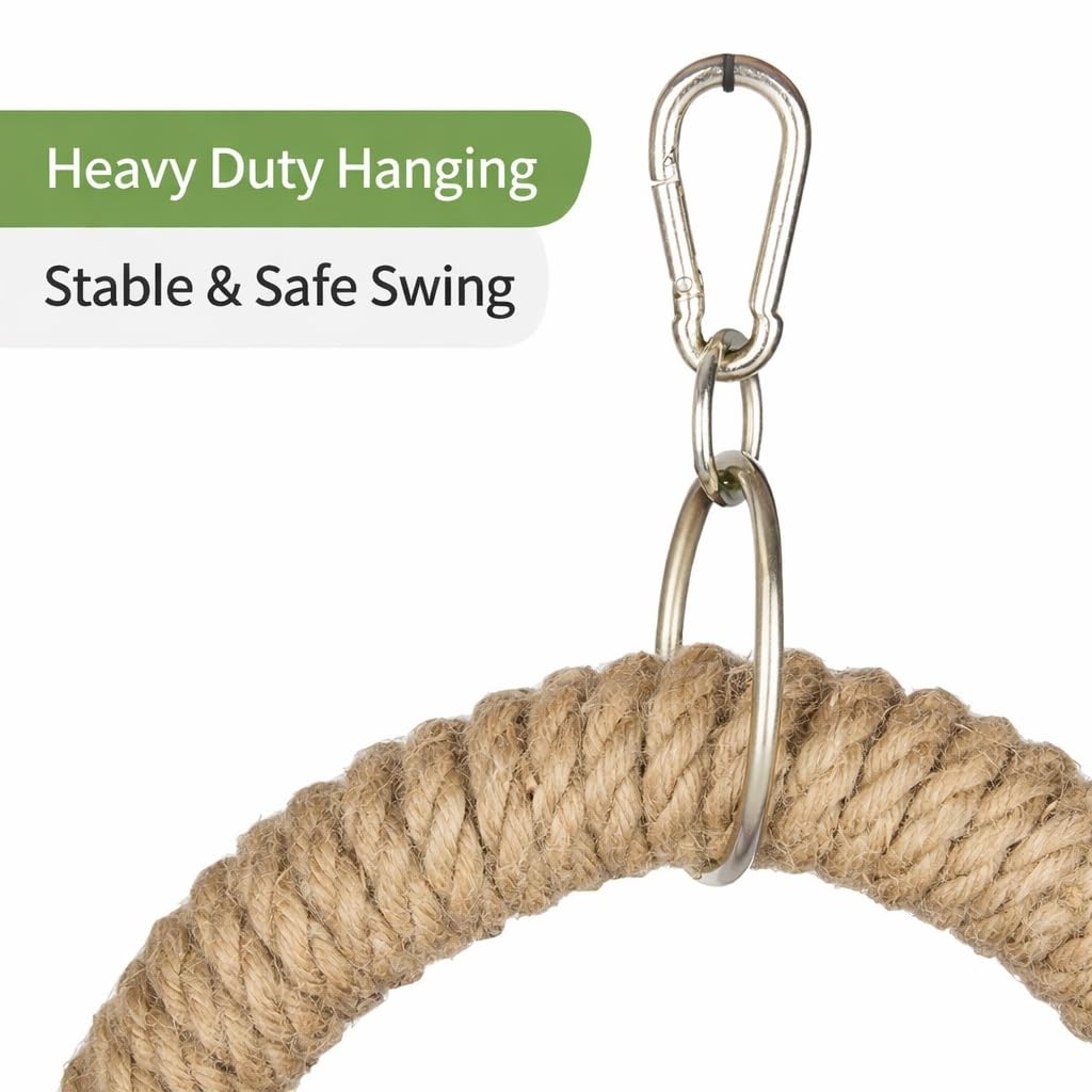 KSK Natural Jute Rope Bird Swing for Medium & Large Parrots | Strong Wooden Perch Hanging Swing Toy | Cage Accessory for African Grey, Amazon, Cockatoo, Macaw KSK ENTERPRISES