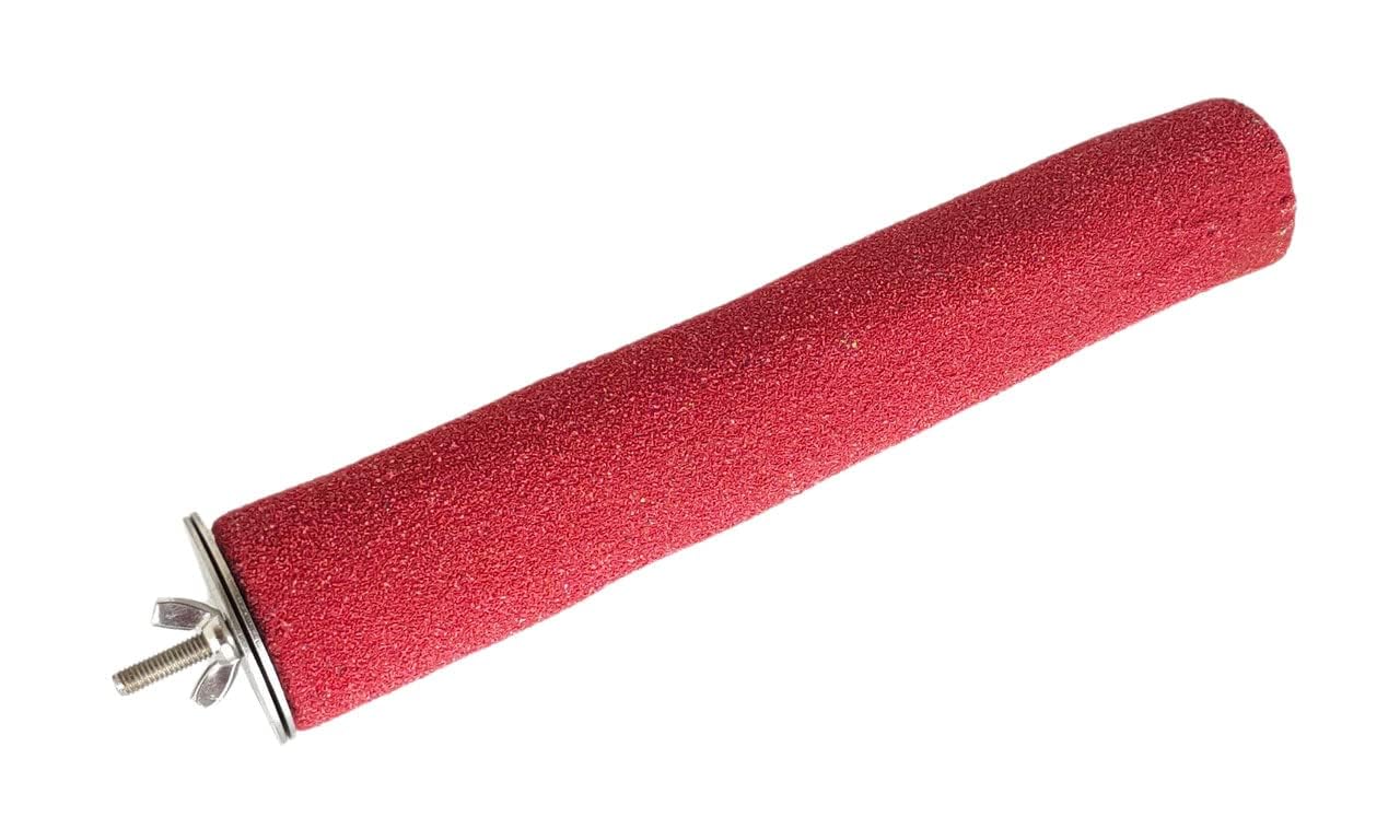 KSK12 Natural Quartz Sandy Perch for Birds – 42 mm Diameter Nail & Beak Trimming Stand, Paw Grinding and Cage Accessory for African Grey, Macaw, Cockatoo & Other Parrots (Red) KSK ENTERPRISES