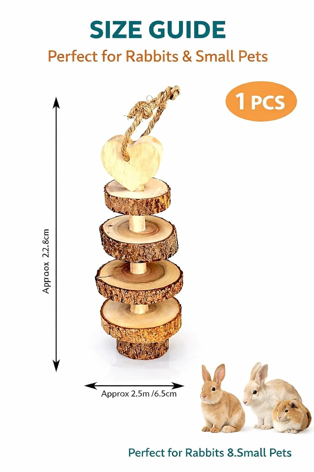 KSK Rabbit Chew Toy for Bunny & Pet Rabbit | Safe Wooden Molar Teeth Grinding Toy | Natural Chew & Play Toy for Rabbits, Bunny, Guinea Pig | Small Pet Accessories