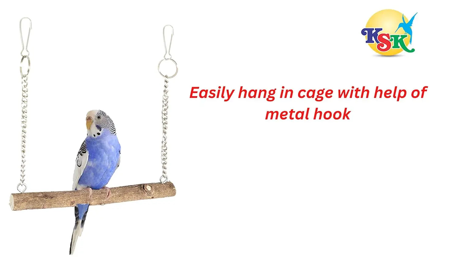 KSK Parrot Toys for Birds | Wooden Sparrow Toy for Cage | Natural Chew & Play Bird Accessories for Parrot, Budgie, Lovebird & Cockatiel | Safe & Durable Hanging Cage Toy KSK ENTERPRISES