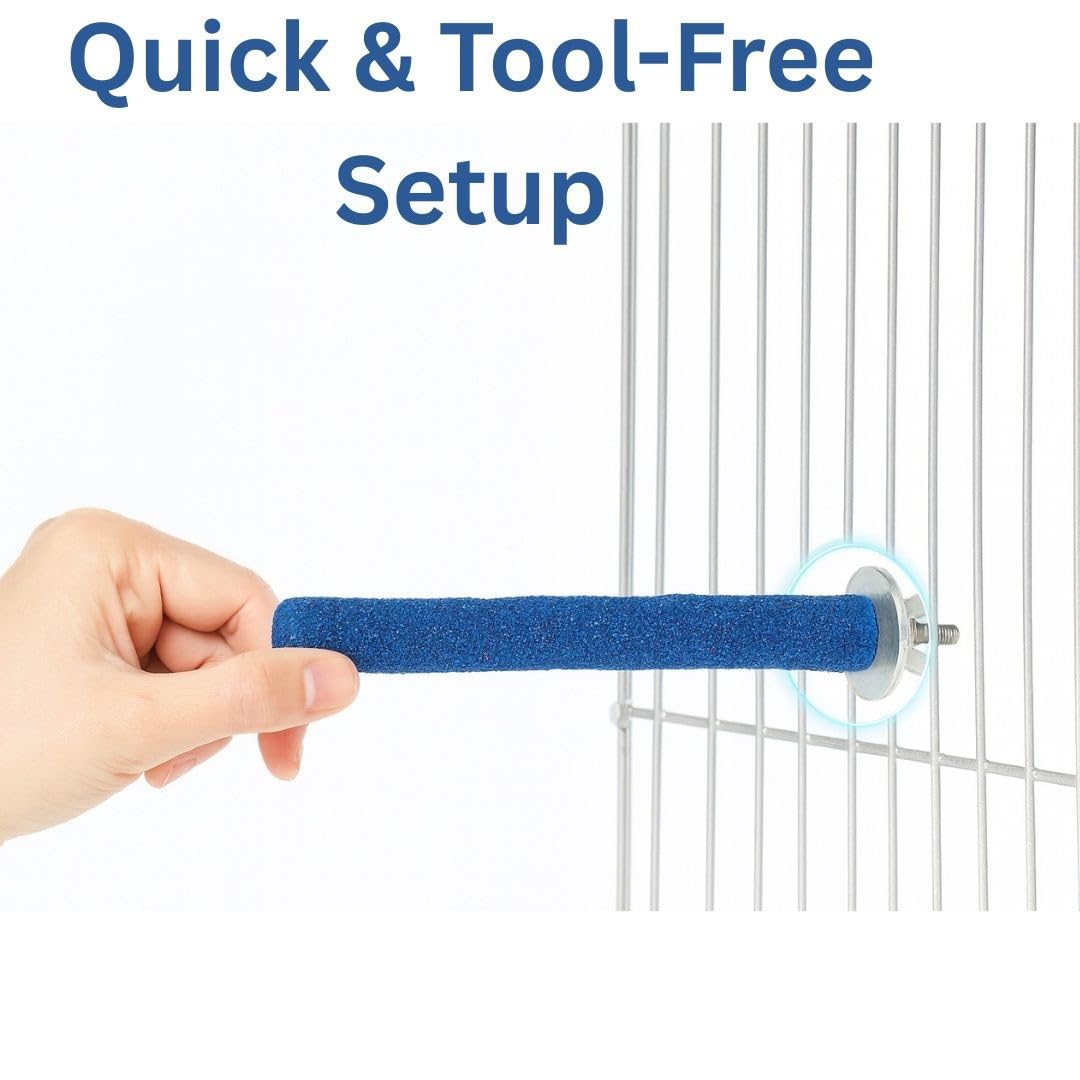 KSK 8-Inch Natural Wooden Bird Perch with Sand Coating – Round Nail Trimming Platform for Parrots, Cockatiels, Parakeets, Conures & Small Birds | Cage Accessory