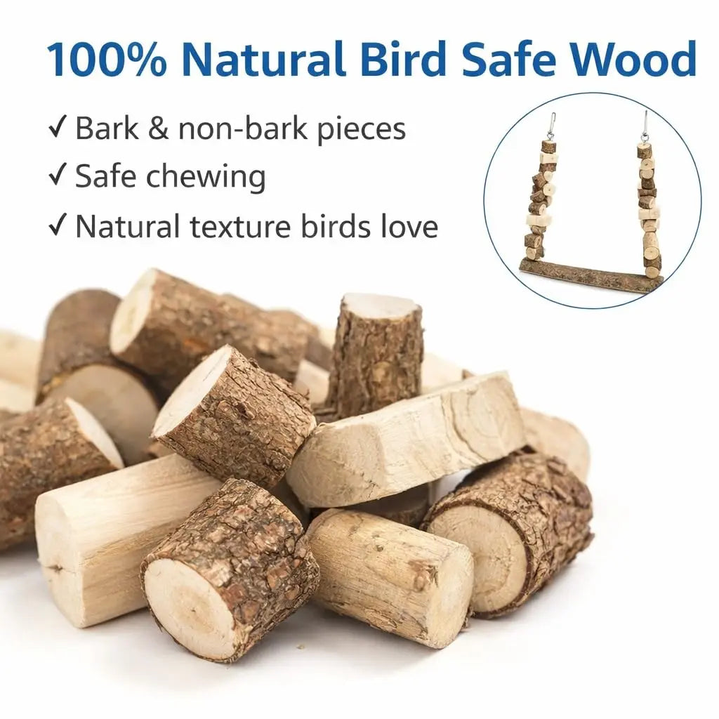 KSK Natural Wooden Parrot Swing & Chewing Toy for Bird Cage | Swing for Parrot, Macaw & African Grey | Wooden Bird Chewing Toys for Medium & Large Parrots | Cage Accessories KSK ENTERPRISES