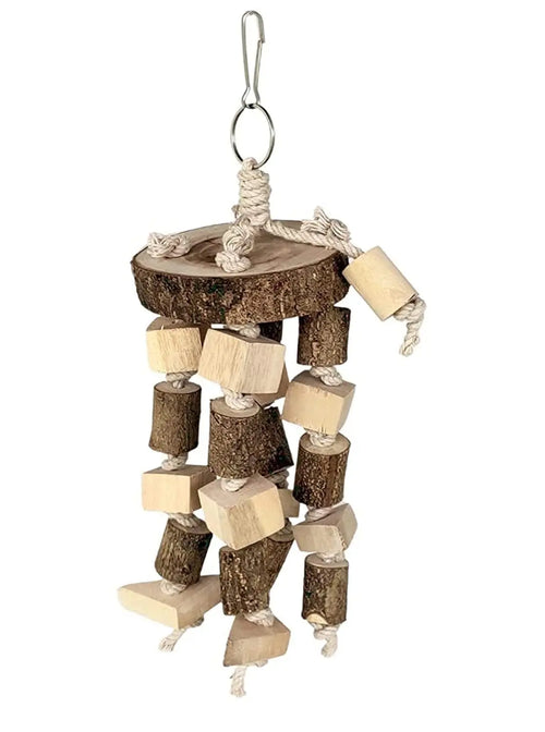 KSK Natural Wood Bird Chewing & Foraging Hanging Accessory for Budgies, Cockatiels & Parrots | Wooden Cage Activity Block (10 Inch) KSK ENTERPRISES