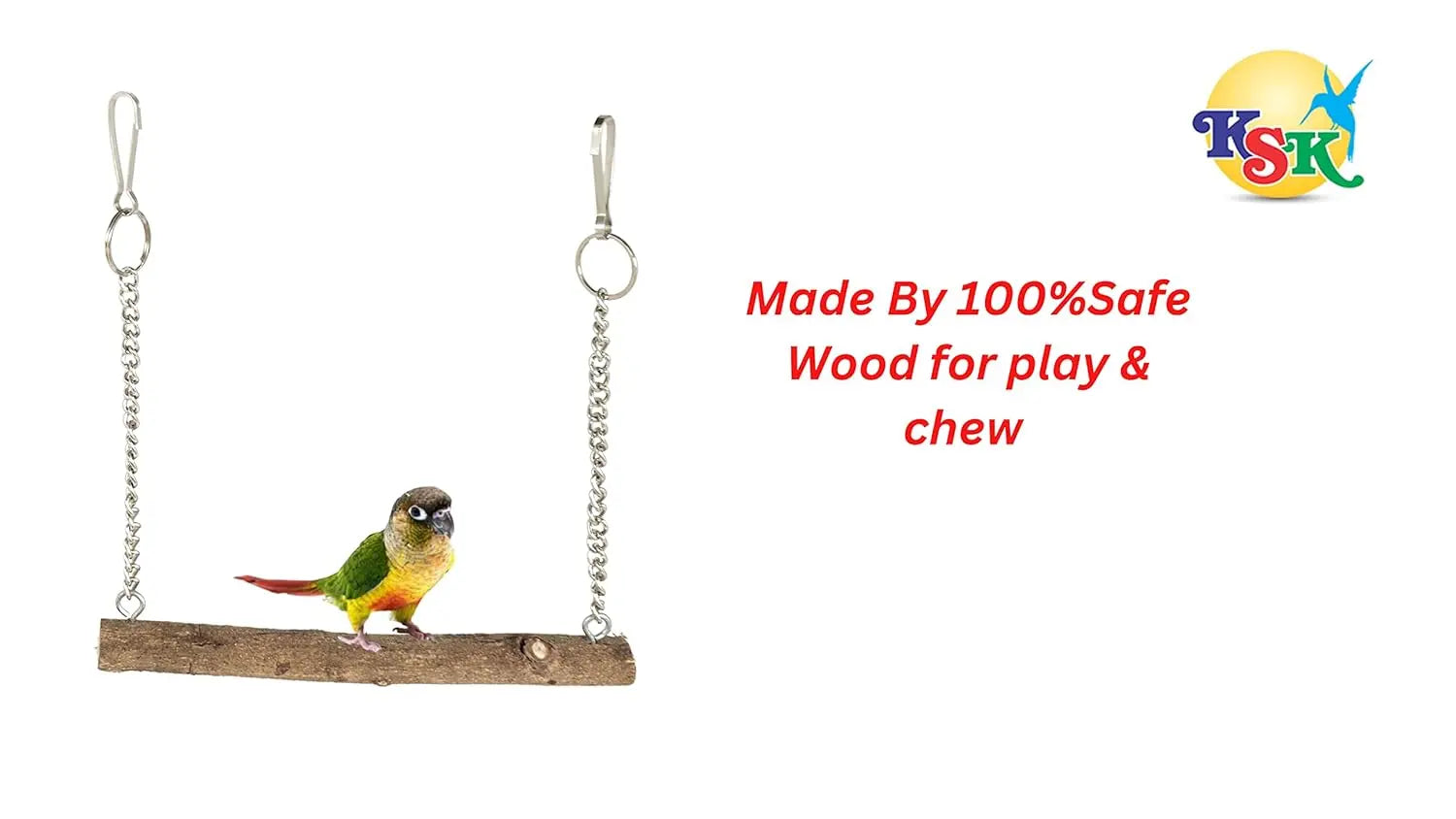 KSK Parrot Toys for Birds | Wooden Sparrow Toy for Cage | Natural Chew & Play Bird Accessories for Parrot, Budgie, Lovebird & Cockatiel | Safe & Durable Hanging Cage Toy KSK ENTERPRISES