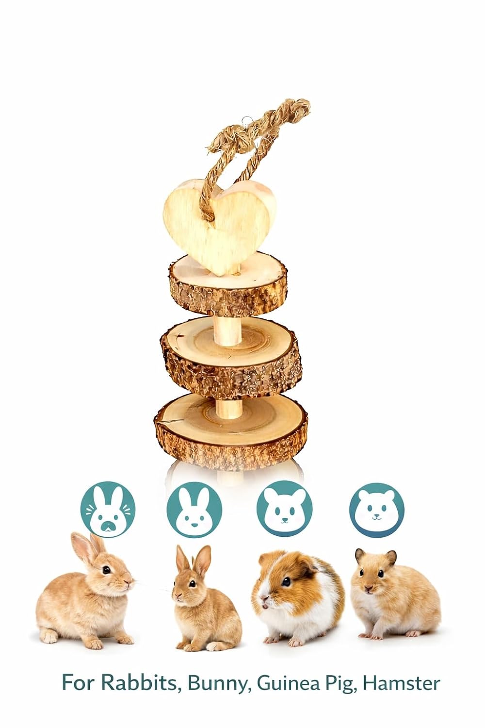 KSK Rabbit Chew Toy for Bunny & Pet Rabbit | Safe Wooden Molar Teeth Grinding Toy | Natural Chew & Play Toy for Rabbits, Bunny, Guinea Pig | Small Pet Accessories