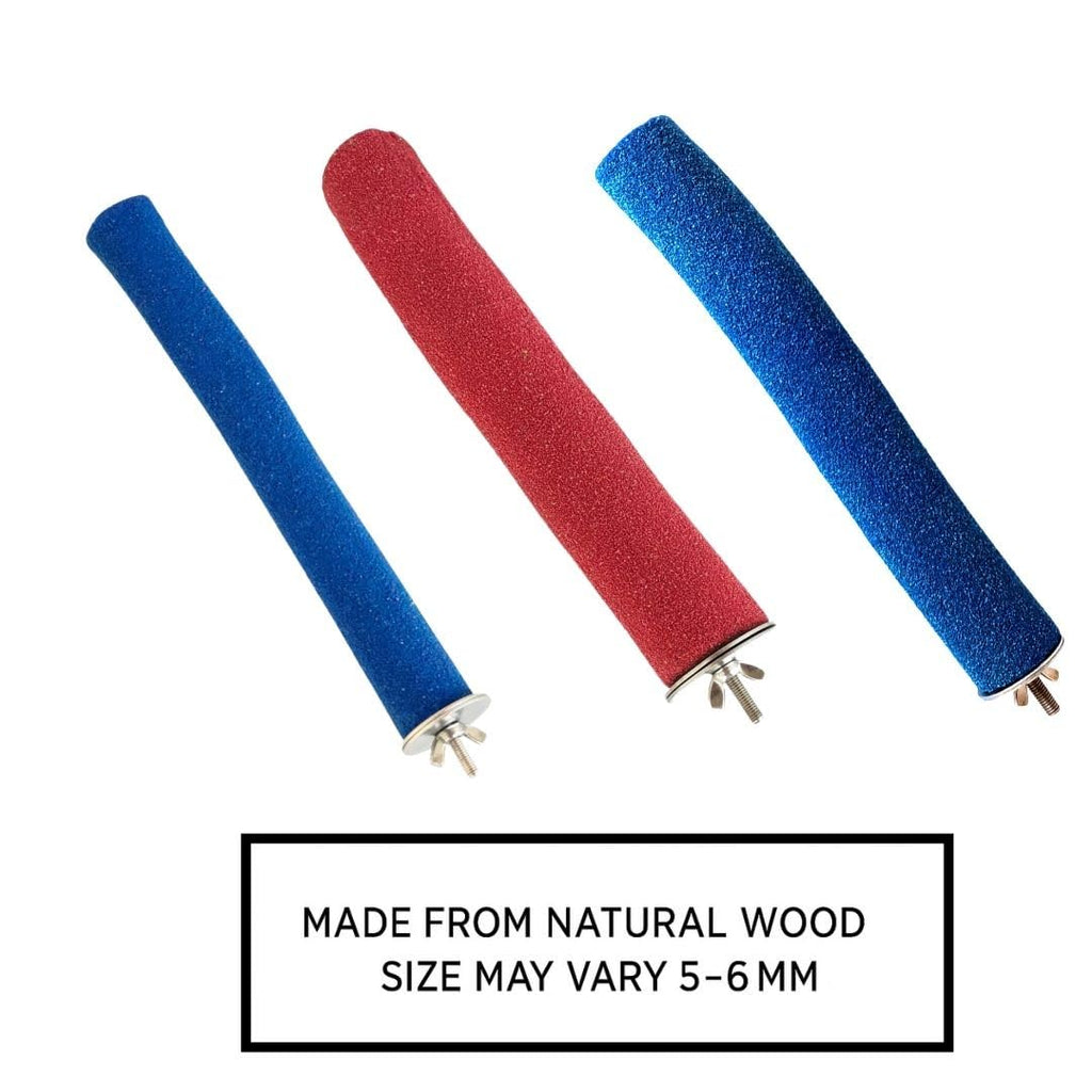 KSK Parrot Sandy Perch for Nail & Beak Grinding, Quartz Sand Bird Stand for African Grey, Amazon, Eclectus, Macaws– Non-Toxic, Red, 12 Inch Length, 30mm Thickness KSK ENTERPRISES
