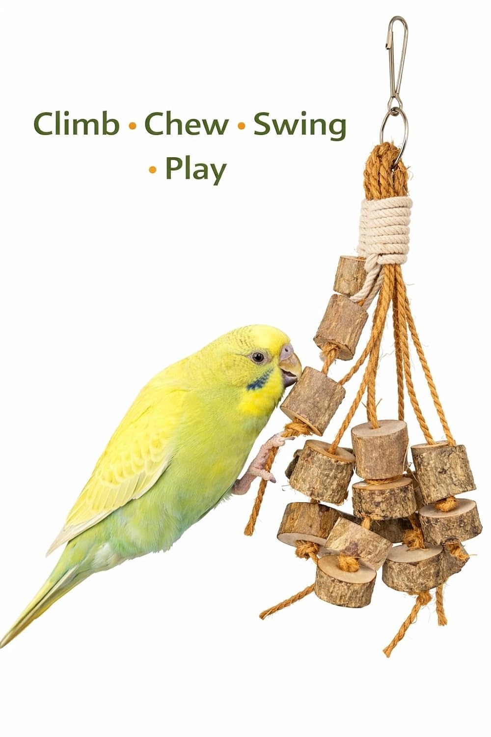KSK Natural Wooden Bird Chew Toy Hanging for Parrots – Bird Cage Toy for Budgies, Lovebirds, Conures, Finches | Safe Wood Block Chewing Toy for Beak Care, Play & Exercise KSK ENTERPRISES
