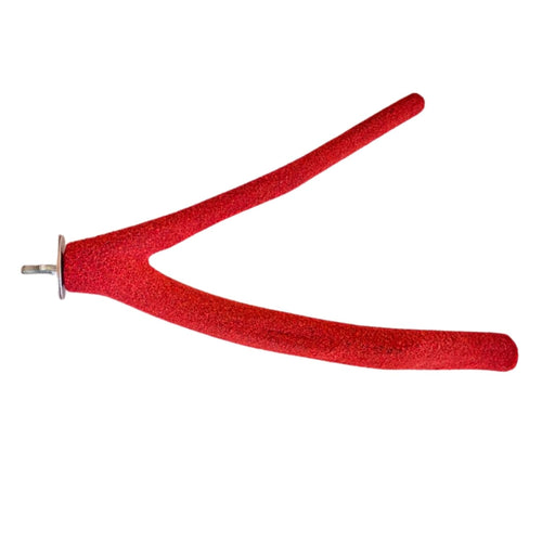 KSK Natural Wood Bird Perch 12 Inch Y Shape – Sand Coated Nail Trimming Perch for Parrots | Non-Slip Grip Round Platform for Cockatiel, Budgie, Conure, Lovebird | Cage Accessories (Red) KSK ENTERPRISES