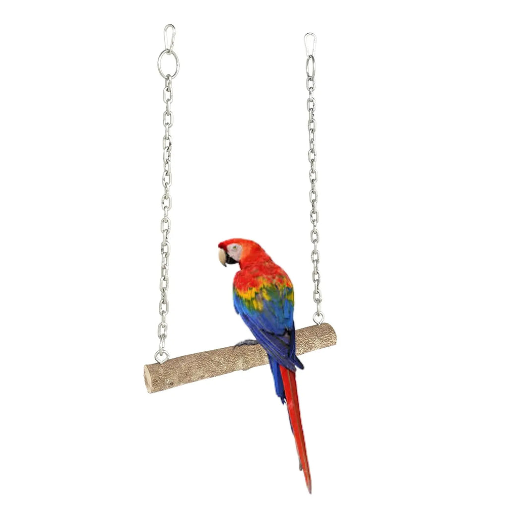 KSK Large Wooden Bird Swing Toy with Chew Blocks, Natural Parrot Swing Perch for African Grey, Macaw, Cockatoo & Medium to Large Birds, Cage Hanging Accessory KSK ENTERPRISES