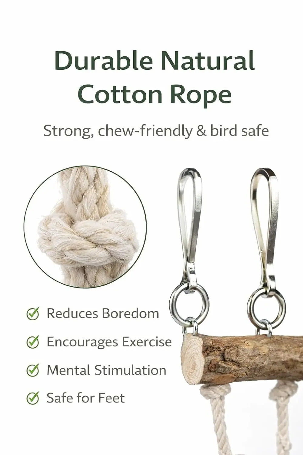 KSK Cotton Rope Bird Swing Ladder Toy for Parrots, Budgies & Cockatiels | Parrot Swing Toy & Climbing Net | Bird Cage Rope Ladder Perch Toy for Budgie, Lovebird, Conure | Bird Cage Accessories KSK ENTERPRISES