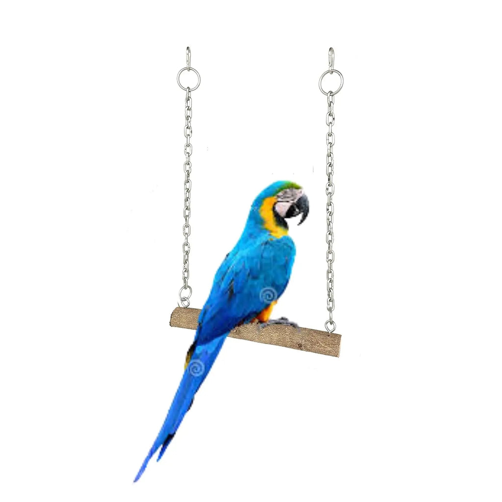 KSK Large Wooden Bird Swing Toy with Chew Blocks, Natural Parrot Swing Perch for African Grey, Macaw, Cockatoo & Medium to Large Birds, Cage Hanging Accessory KSK ENTERPRISES