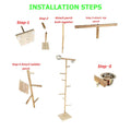 KSK Birds Playground,Wood Perch Gym Stand Training Step Ladder Perch with 2 Feeder Cups Exercise Toys for Cockatiels Lovebird Parakeets Parrots Conure Finches (KSKWBTS005, 48 INCH)