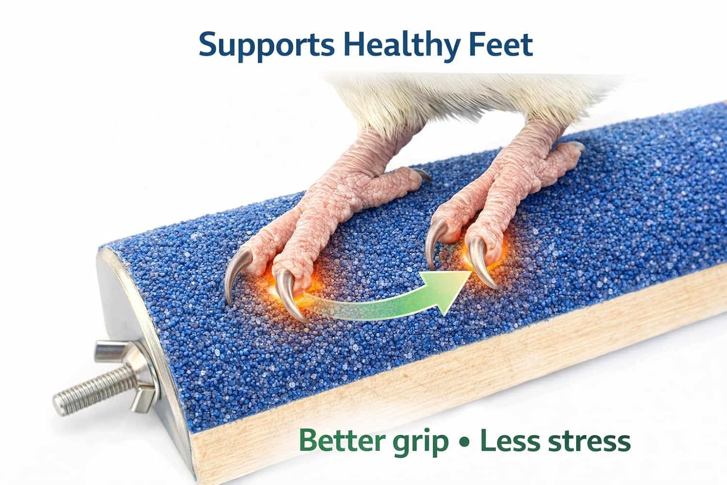 KSK Blue Sand Bird Perch for Parrots | Non-Toxic Quartz Nail & Beak Trimming Perch | Natural Wood Grinding Platform for Budgies, Cockatiel & Lovebirds (Small & Medium Birds) KSK ENTERPRISES