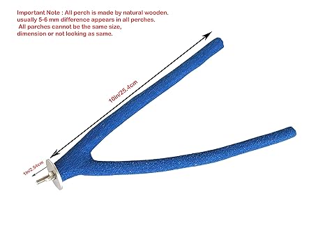 KSK 10" Y Shape Bird Perch Parrot Perch Natural Wood Sand Platform Nail Trimmer Round Perch for Birds and Small Aninals Cockatiel Parakeet Conure Parrot Cage Accessory(Blue)