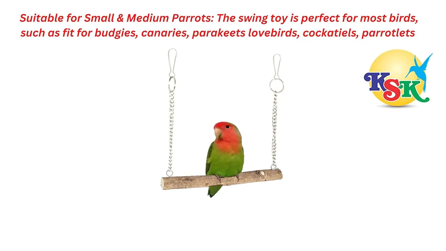 KSK Parrot Toys for Birds | Wooden Sparrow Toy for Cage | Natural Chew & Play Bird Accessories for Parrot, Budgie, Lovebird & Cockatiel | Safe & Durable Hanging Cage Toy KSK ENTERPRISES