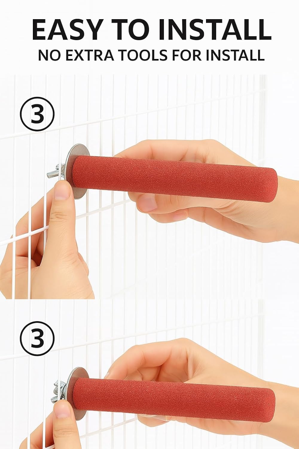 KSK Parrot Sandy Perch for Nail & Beak Grinding, Quartz Sand Bird Stand for African Grey, Amazon, Eclectus, Macaws– Non-Toxic, Red, 12 Inch Length, 30mm Thickness KSK ENTERPRISES