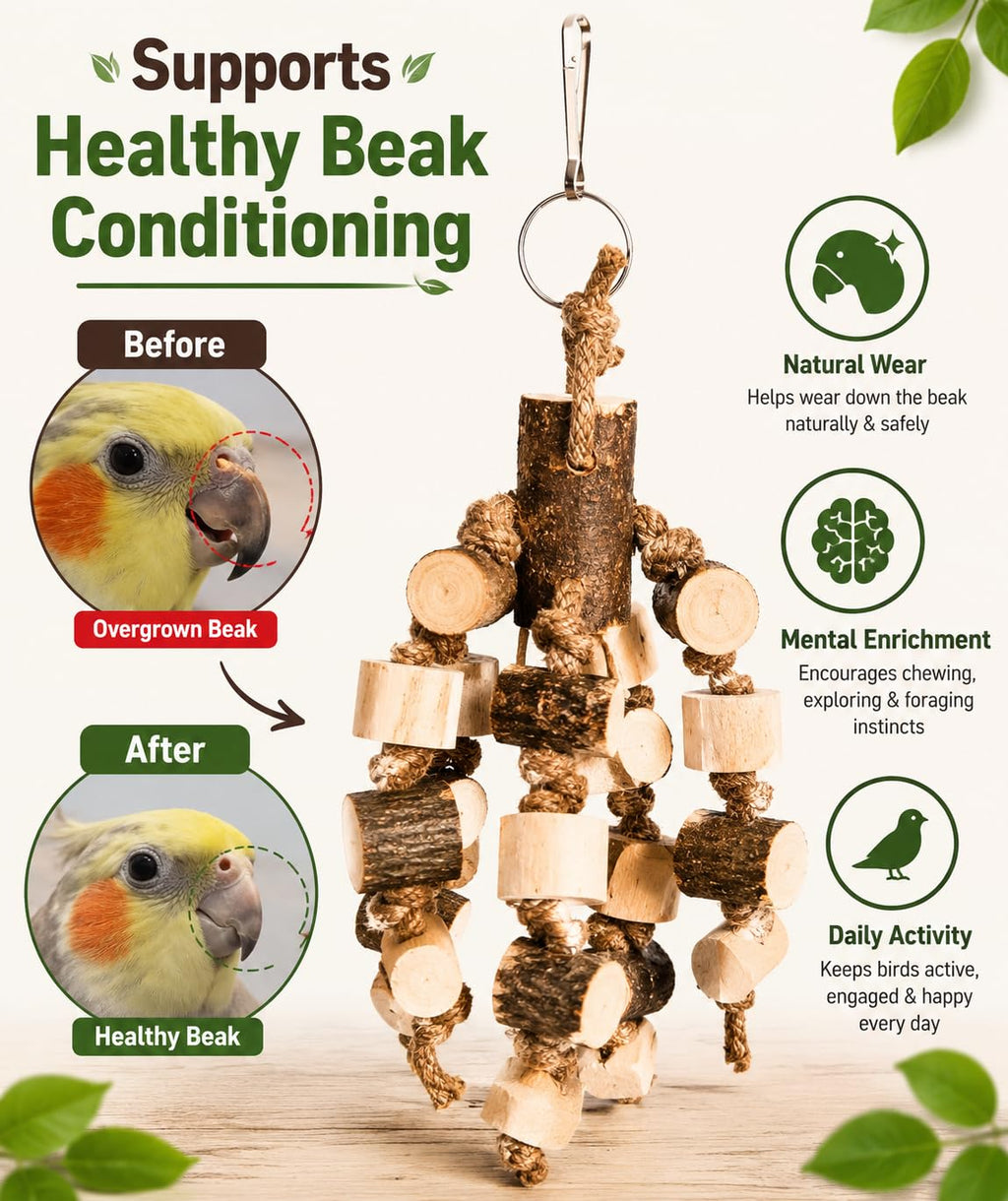 KSK Bird Chewing Toys for Parrots, Budgies & Cockatiels – Natural Wooden Blocks Chew Toy, Shredding & Beak Conditioning Toy for Parakeets, Conures, Lovebirds & Amazon Parrots