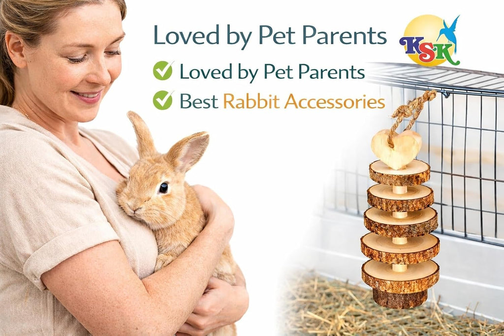 KSK Rabbit Chew Toy for Bunny & Pet Rabbit | Safe Wooden Molar Teeth Grinding Toy | Natural Chew & Play Toy for Rabbits, Bunny, Guinea Pig | Small Pet Accessories