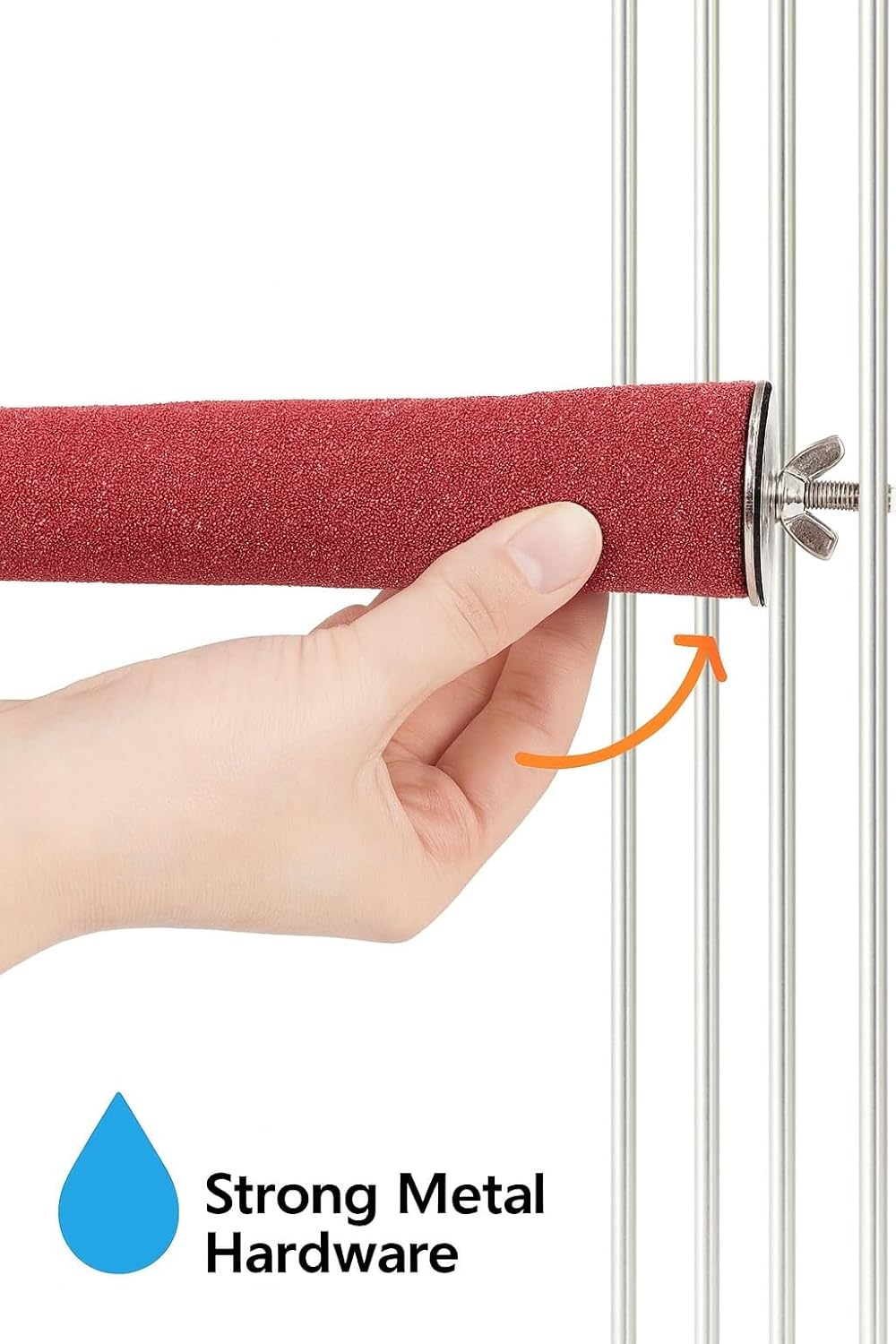 KSK12 Natural Quartz Sandy Perch for Birds – 42 mm Diameter Nail & Beak Trimming Stand, Paw Grinding and Cage Accessory for African Grey, Macaw, Cockatoo & Other Parrots (Red) KSK ENTERPRISES