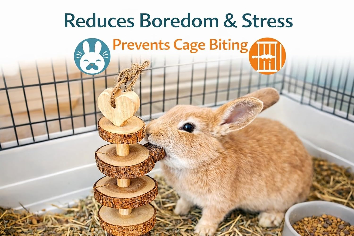 KSK Rabbit Chew Toy for Bunny & Pet Rabbit | Safe Wooden Molar Teeth Grinding Toy | Natural Chew & Play Toy for Rabbits, Bunny, Guinea Pig | Small Pet Accessories