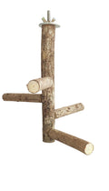 KSK 9'' Natural Wood Bird Perch Stand, Hanging Multi Branch Toys for Parrots, Parakeets Cockatiels, Conures, Love Birds, Finches