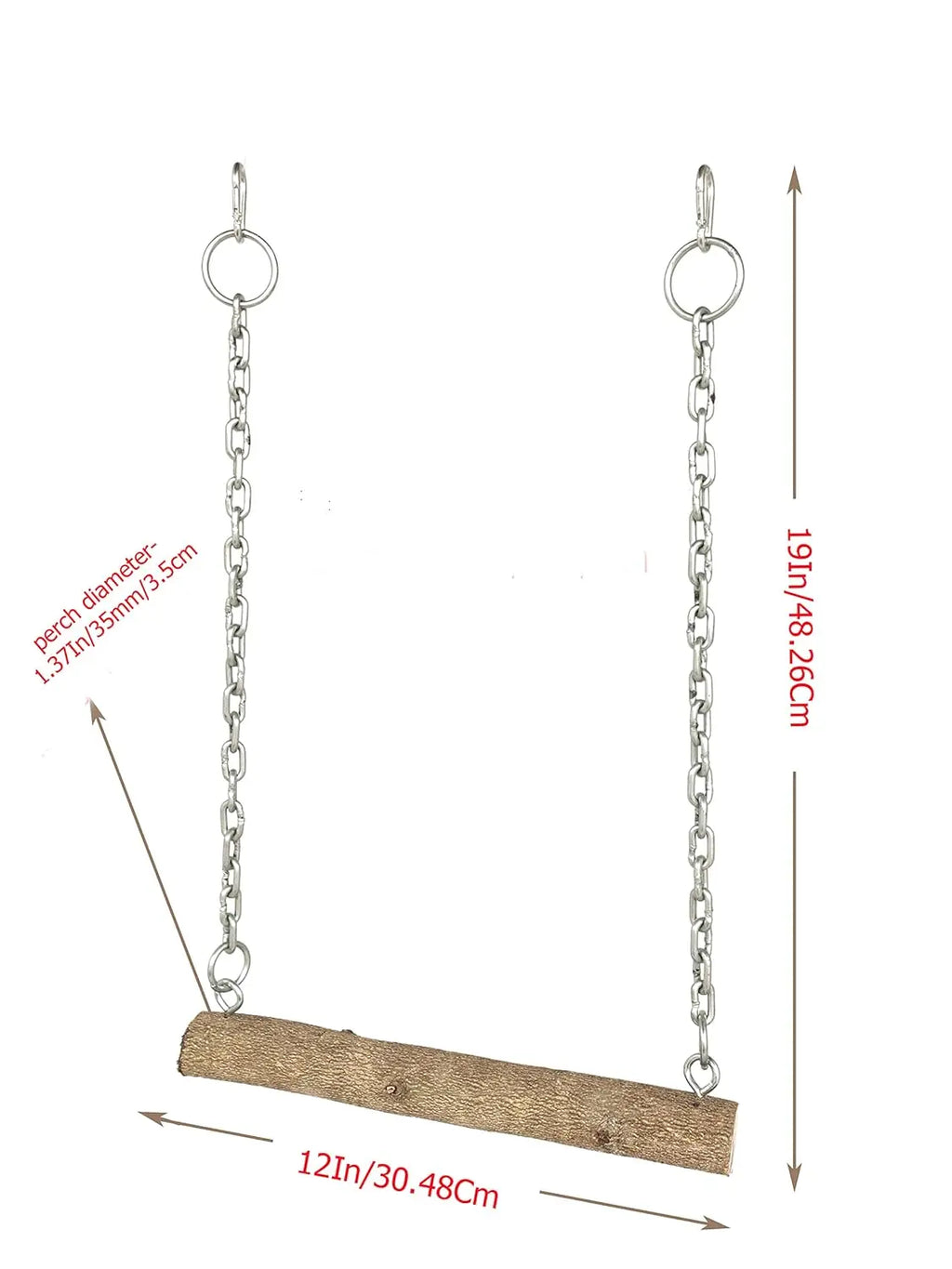 KSK Large Wooden Bird Swing Toy with Chew Blocks, Natural Parrot Swing Perch for African Grey, Macaw, Cockatoo & Medium to Large Birds, Cage Hanging Accessory KSK ENTERPRISES
