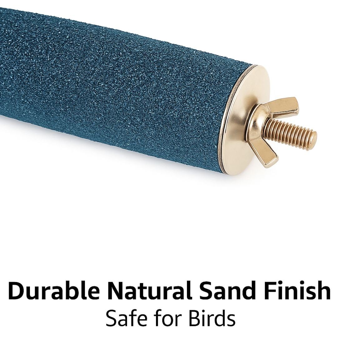 KSK Natural Sand Coated Wooden Bird Perch 12 Inch | Nail Trimming & Paw Grinding Stand for Large Parrots, African Grey, Macaw & Cockatoo Cage Accessories (Pack of 1) KSK ENTERPRISES